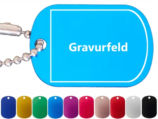 Dog Tag Anhänger aus eloxiertem Aluminium + 10cm Kugelkette