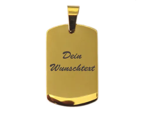 Anhänger Dog Tag Edelstahl gold
