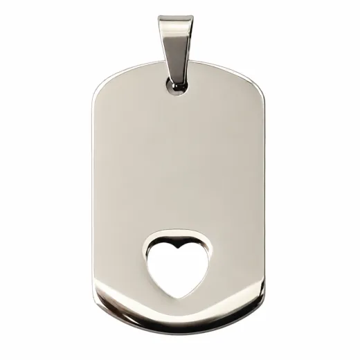 Anhänger Dog Tag Edelstahl Farbton Silber mit Herz » Personalisierbar
