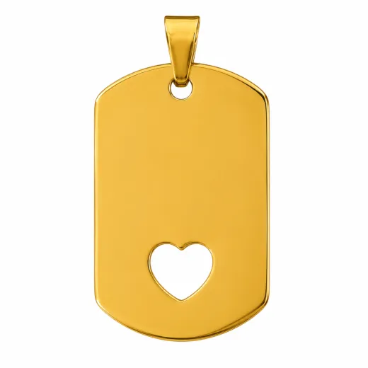 Anhänger Dog Tag Edelstahl Farbton Gold mit Herz » Personalisierbar