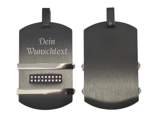 Anhänger Dog Tag Edelstahl schwarz / silber