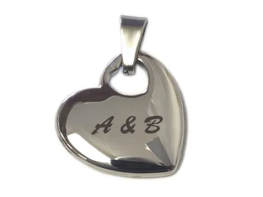 Anhänger Herz mit Herz klein aus Edelstahl silber