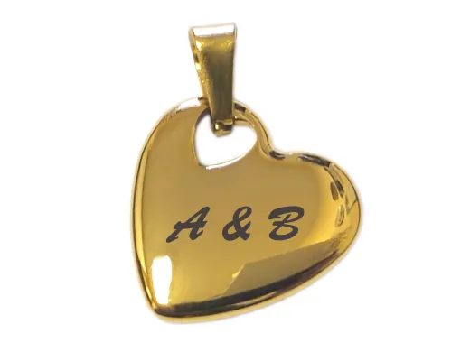 Anhänger Herz mit Herz klein aus Edelstahl gold