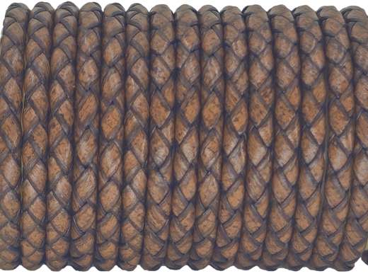 Lederschnur rund geflochten Ø 4,0 mm Vintage Braun 0,5 Meter