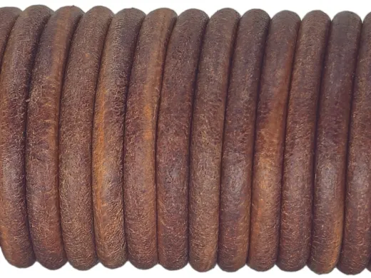 Lederschnur rund Ø 5,0 mm Vintage Rotbraun 0,5 Meter