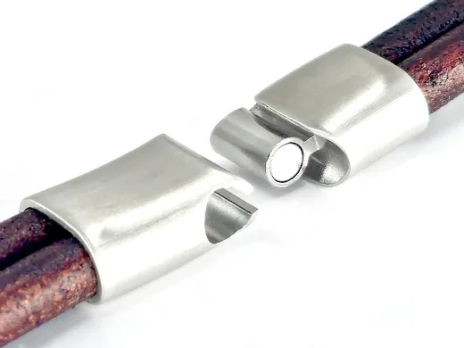 Magnetverschluss Edelstahl für Schnüre 2 x Ø 6,0 mm (6 x 12 mm)