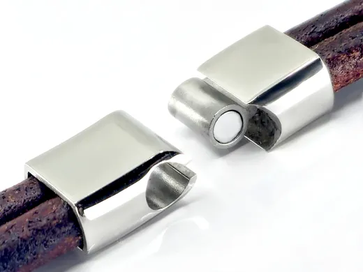 Magnetverschluss Edelstahl für Schnüre 2 x Ø 6,0 mm (6 x 12 mm)
