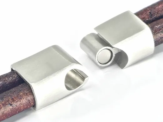 Magnetverschluss Edelstahl für Schnüre 2 x Ø 6,0 mm (6 x 12 mm)