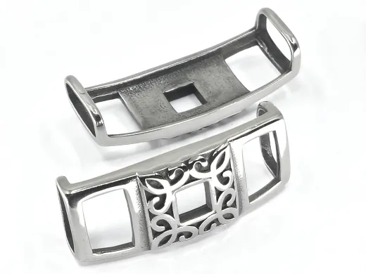 Zwischenteil aus Edelstahl für Schnüre Ø 2 x 6 mm (6 x 12 mm)