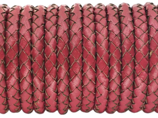 Lederschnur rund geflochten Ø 5,0 mm Vintage Rot 0,5 Meter