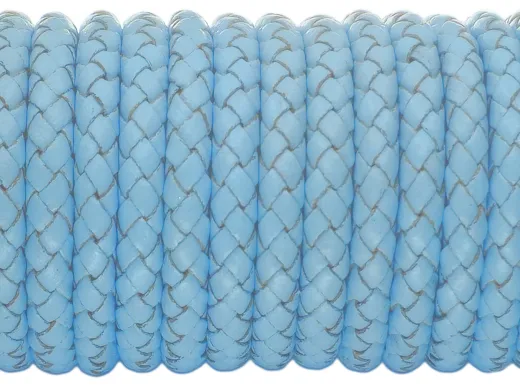 Lederschnur rund geflochten Ø 6,0 mm Vintage Türkis 0,5 Meter