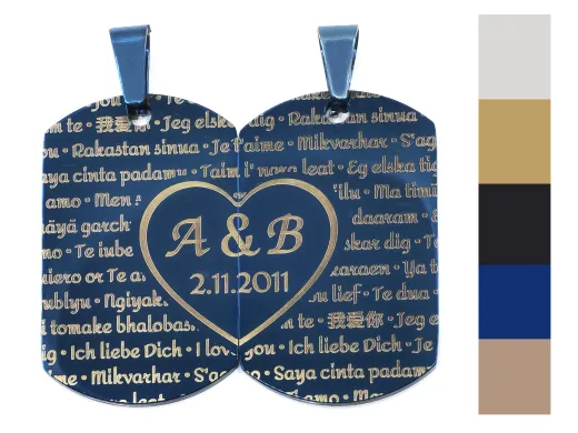 Anhänger Dog Tag Edelstahl Partneranhänger (2 Stück)