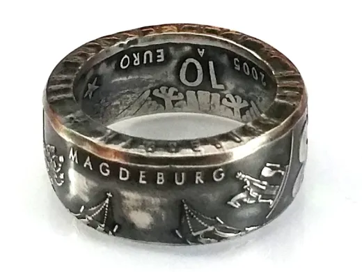 Münzring 10 Euro 2005 Magdeburg Silber 925er Größe 56 bis 74
