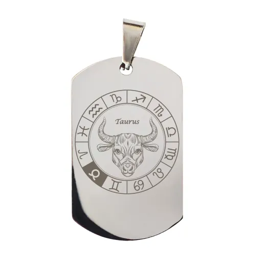 Anhänger Dog Tag Edelstahl mit Sternzeichen