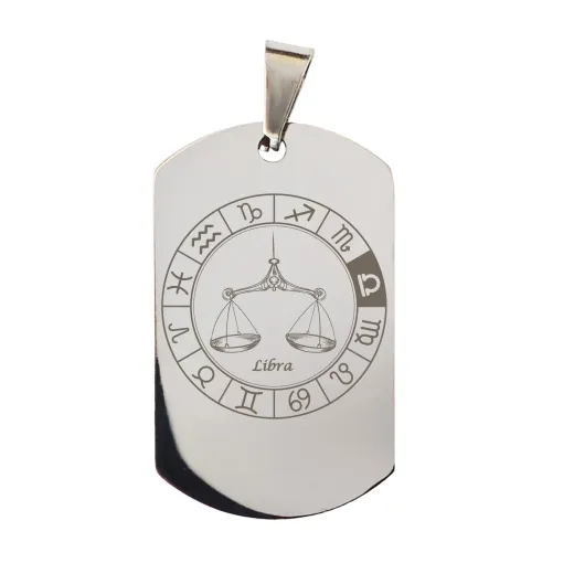 Anhänger Dog Tag Edelstahl mit Sternzeichen
