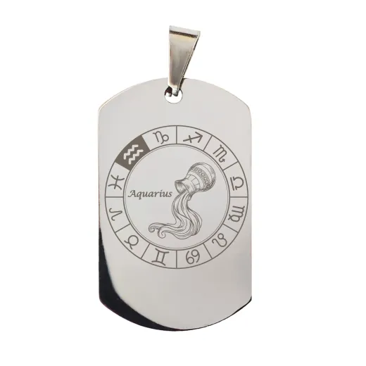 Anhänger Dog Tag Edelstahl mit Sternzeichen