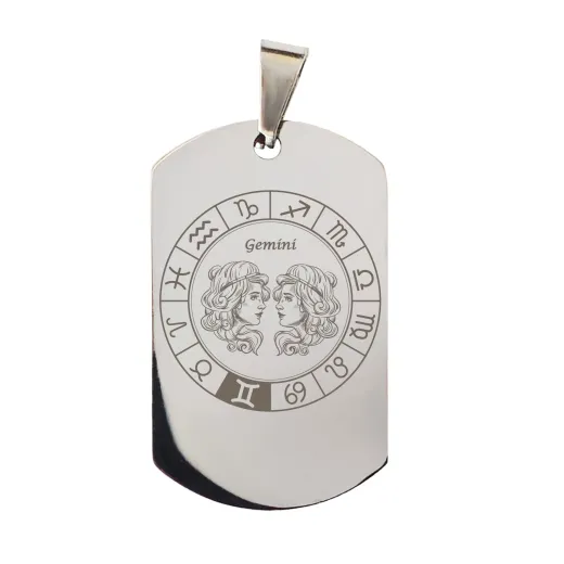 Anhänger Dog Tag Edelstahl mit Sternzeichen