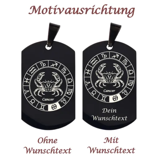 Anhänger Dog Tag Edelstahl mit Sternzeichen