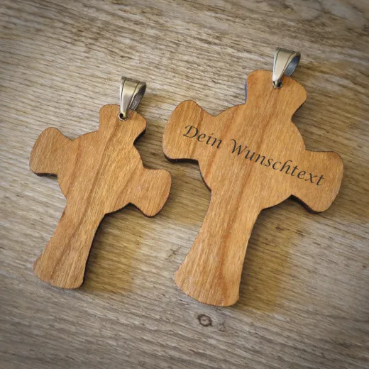 Anhänger Kreuz Kirschholz mit Edelstahl Schlaufe