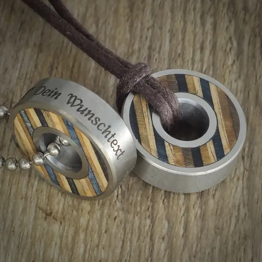 Anhänger Skateboard Kugellager mit Holz Inlay