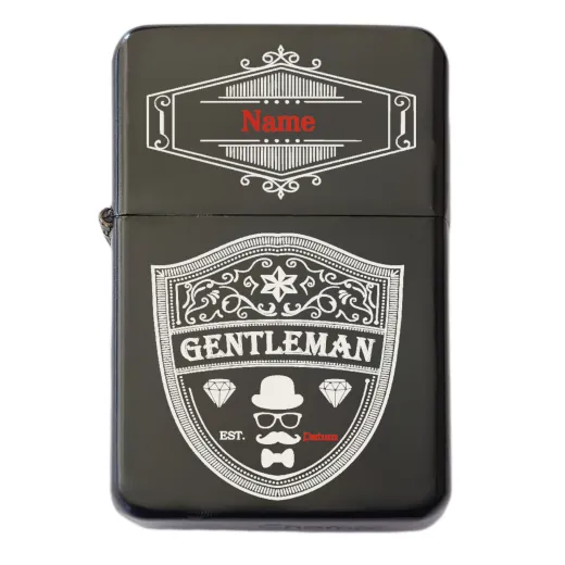 Champ Benzinfeuerzeug Schwarz mit Gravur GENTLEMAN