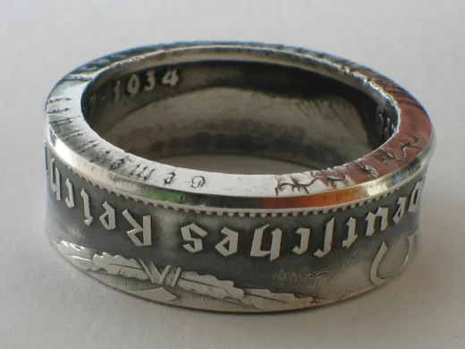 Münzring 5 Reichsmark Adler 1936-39 Silber 900er Gr 52 bis 72 vintage