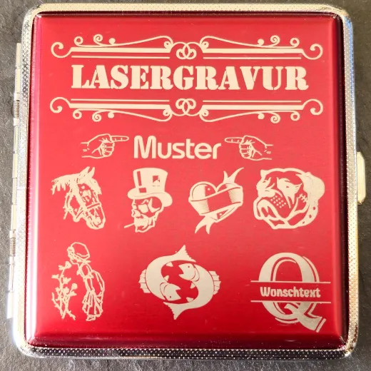 Zigarettenetui für 20 Zigaretten MONOGRAMM 02 • Farbe Rot