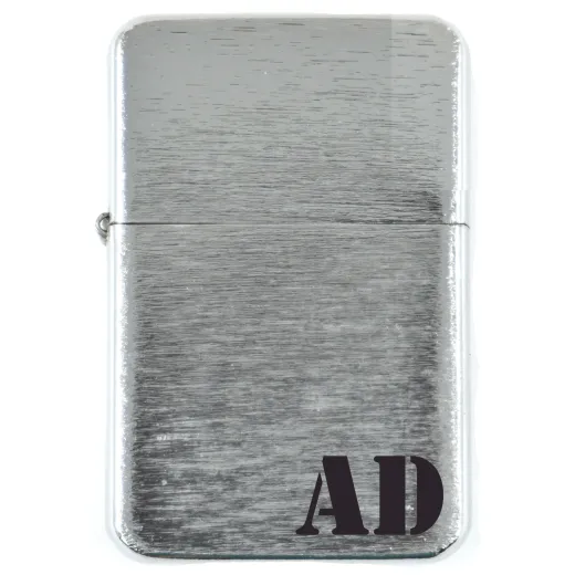 Benzinfeuerzeug mit Gravur • MONOGRAMM 01 • Champ Silber gebürstet
