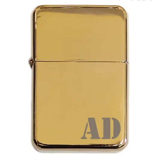 Benzinfeuerzeug mit Gravur • MONOGRAMM 01 • Champ Gold Metallic