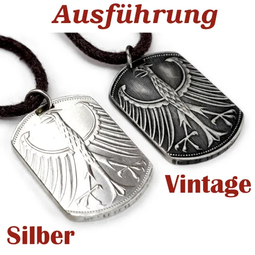 Münzanhänger DOG TAG aus Silber 625 • 5 DM Deutschland 1951 - 1974
