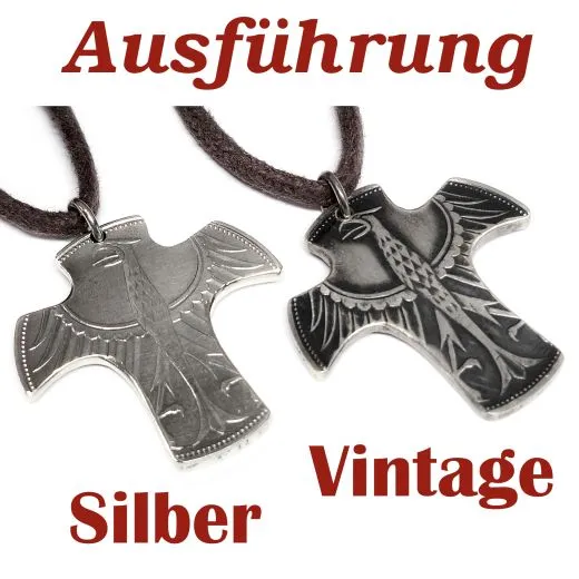 Münzanhänger KREUZ 1 aus Silber 625 • 5 DM Deutschland 1951 - 1974