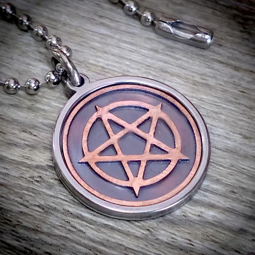 Anhänger PENTAGRAMM Edelstahl - Kupfer • Vintage