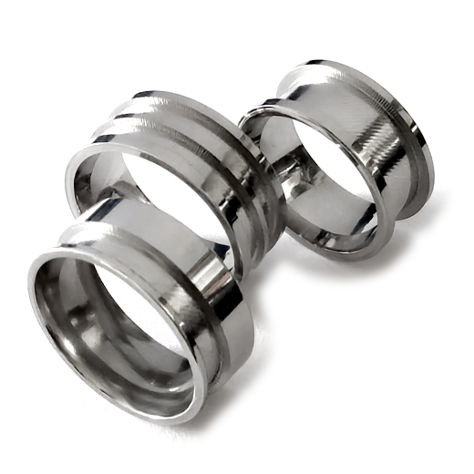 Ringrohlinge Edelstahl - Breite 12 mm gebürstet mit Nut konfigurierbar für kreative Gestaltung