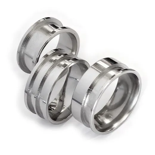 Ringrohlinge Edelstahl - Breite 12 mm gebürstet mit Nut konfigurierbar für kreative Gestaltung