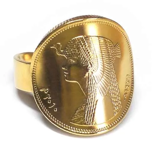 Münzring Ägypten 50 Piaster 2007 - xxx KLEOPATRA VII 24 Karat vergoldet