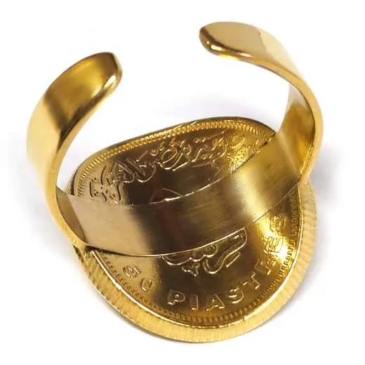 Münzring Ägypten 50 Piaster 2007 - xxx KLEOPATRA VII 24 Karat vergoldet
