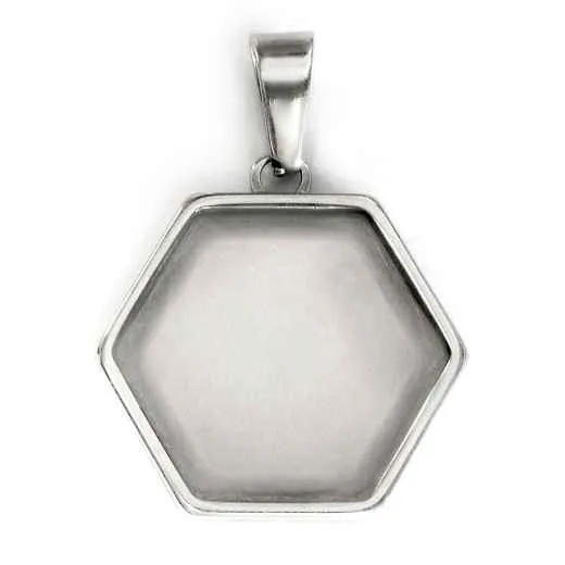 Anhänger Rohling Edelstahl Hexagon / Innen 18x20 mm