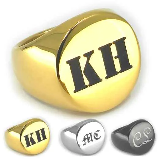 Siegelring Edelstahl mit Monogramm Lasergravur