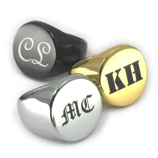 Siegelring Edelstahl mit Monogramm Lasergravur