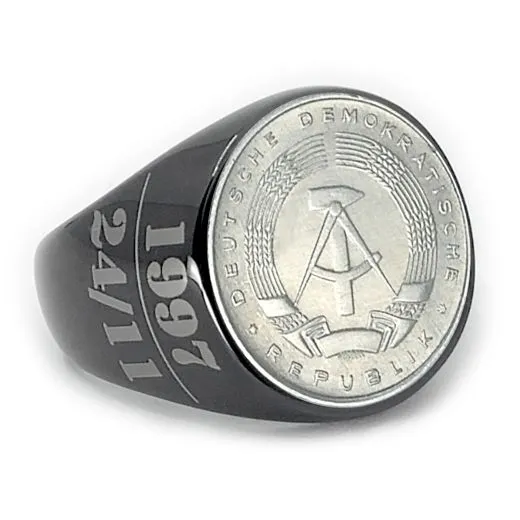 Münzring DDR 5 Pfennig 1968-1975 Staatswappen Edelstahl • Personalisierbar