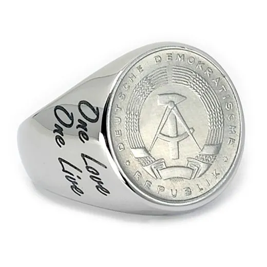 Münzring DDR 5 Pfennig 1968-1975 Staatswappen Edelstahl • Personalisierbar