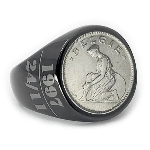 Münzring Belgien 50 Centimes 1923-1934 Frau mit Schwert und Schild Edelstahl • Personalisierbar