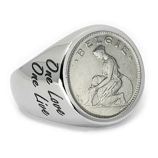 Münzring Belgien 50 Centimes 1923-1934 Frau mit Schwert und Schild Edelstahl • Personalisierbar