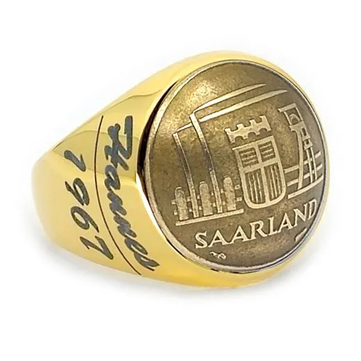 Münzring Saarland 10 Franken 1954 Industrielandschaft Edelstahl • Personalisierbar