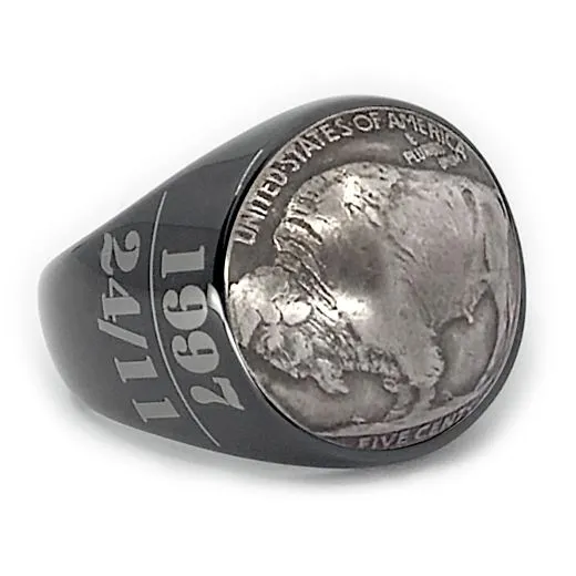 Münzring USA 5 Cent Buffalo Nickel 1913-1938 Bison Edelstahl • Personalisierbar