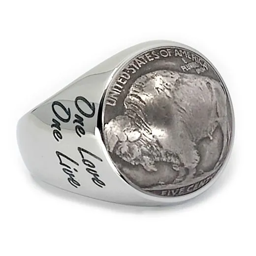 Münzring USA 5 Cent Buffalo Nickel 1913-1938 Bison Edelstahl • Personalisierbar