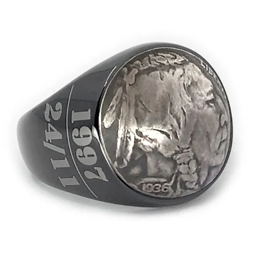 Münzring USA 5 Cent Buffalo Nickel 1913-1938 Indianer Edelstahl • Personalisierbar