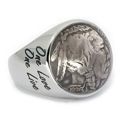 Münzring USA 5 Cent Buffalo Nickel 1913-1938 Indianer Edelstahl • Personalisierbar
