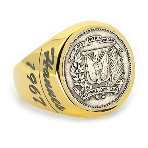 Münzring Dominikanische Republik 10 Centavos 1967-1975 Staatswappen Edelstahl • Personalisierbar