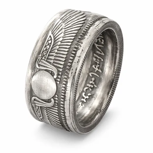 Münzring Ägypten 25 Piaster Geflügelte Sonne Kobras Silber 720er Größe 60 bis 72